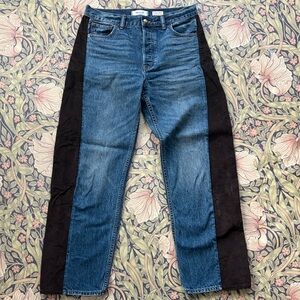 Blue Jeans with brown chord Side Panels